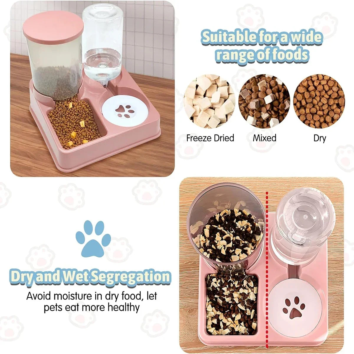 Automatic Gravity Pet Food and Water Dispenser