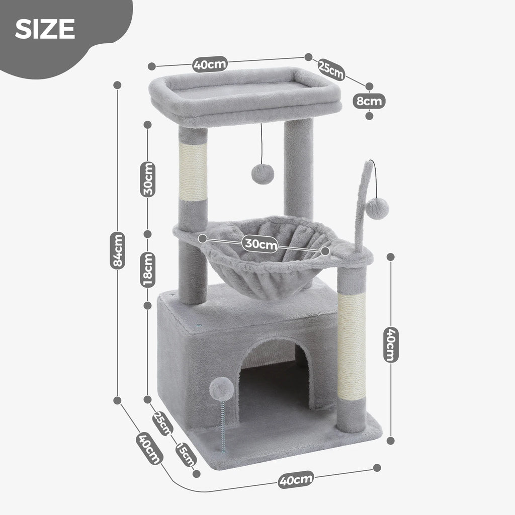 4-in-1 Cat Tree with Condo, Hammock & Scratching Post