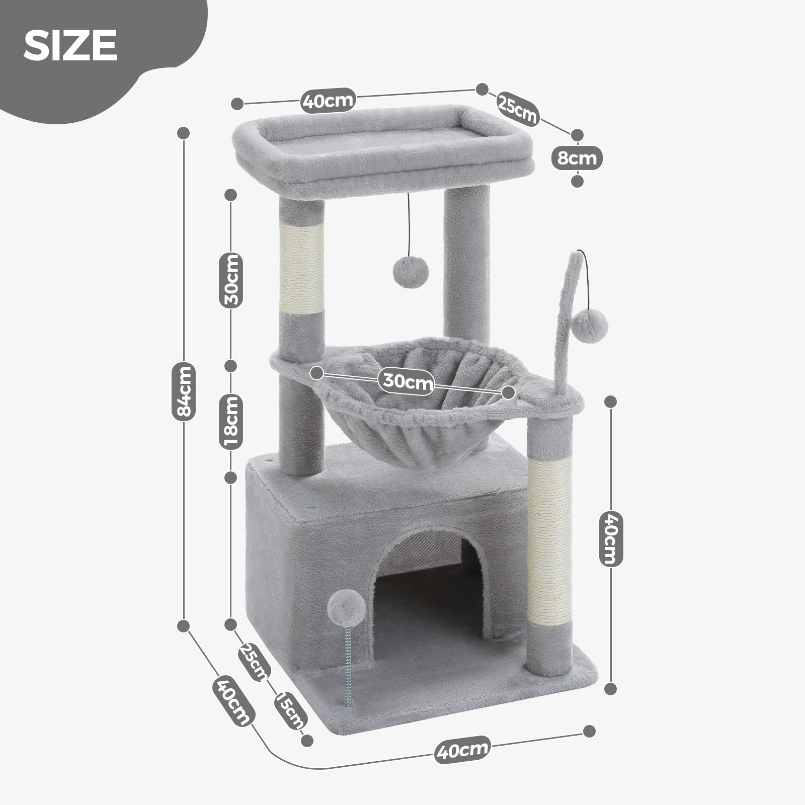 4-in-1 Cat Tree with Condo, Hammock & Scratching Post