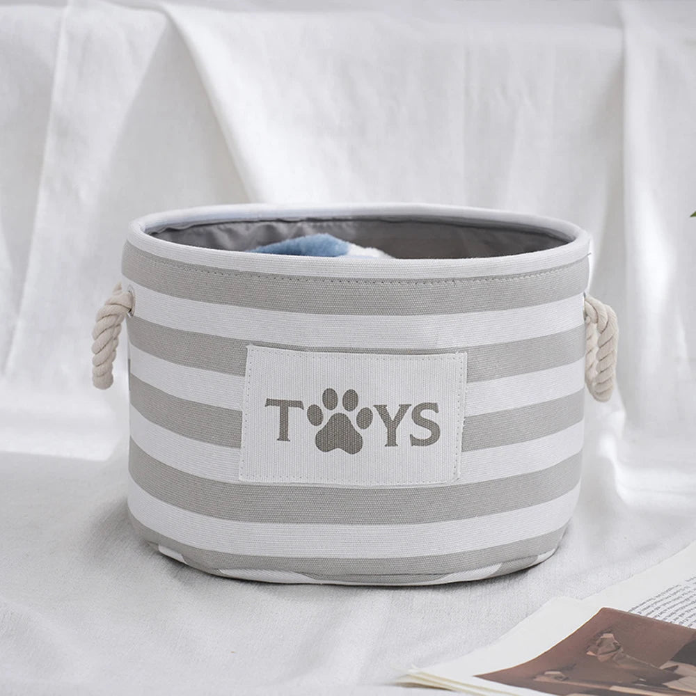 Striped Pet Toy Storage Basket
