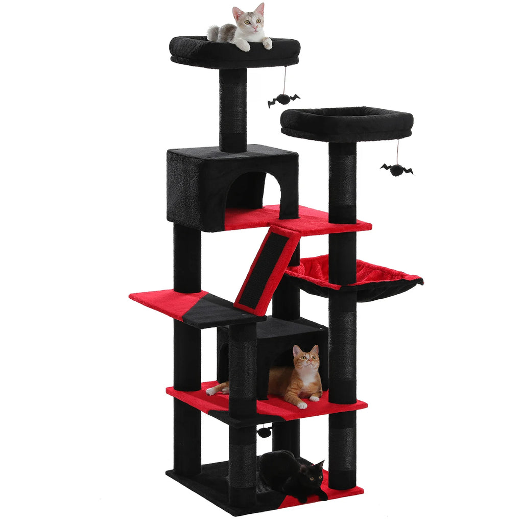 Multi-Level 180cm Cat Tree with Natural Sisal, Hammock & Cozy Perches