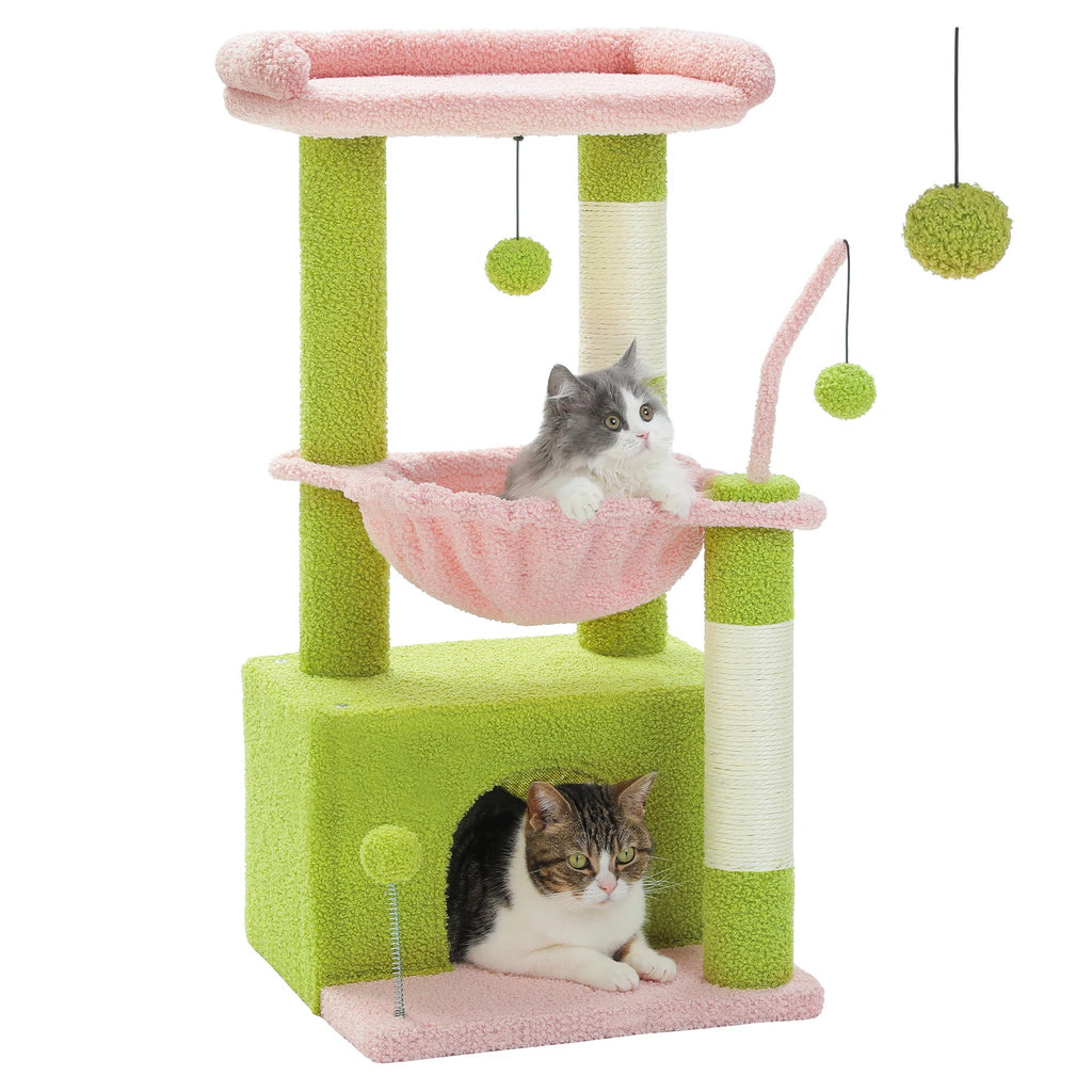 4-in-1 Cat Tree with Condo, Hammock & Scratching Post