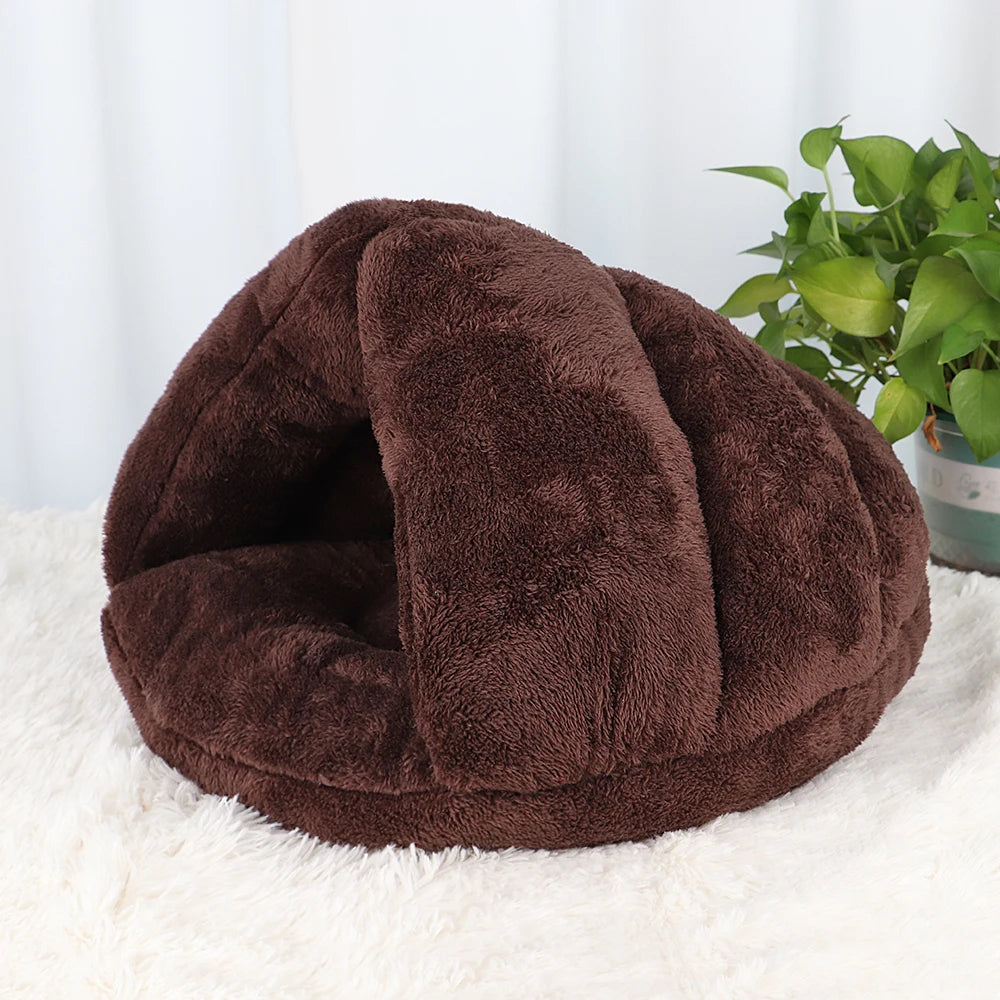 Soft Winter Plush Cat Bed – Deep Sleep Cave for Cats & Small Dogs