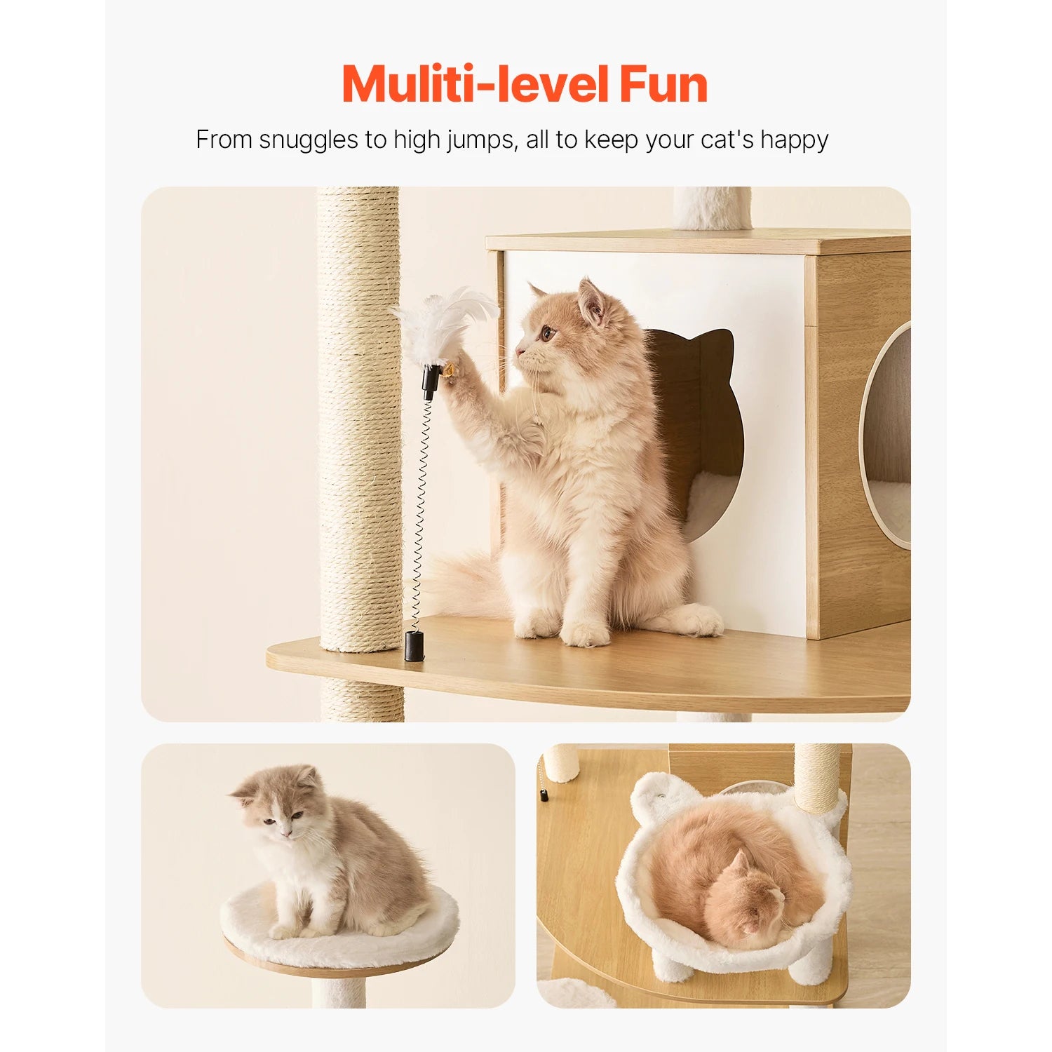 Large 68.9” Indoor Cat Tree with Cozy Perches
