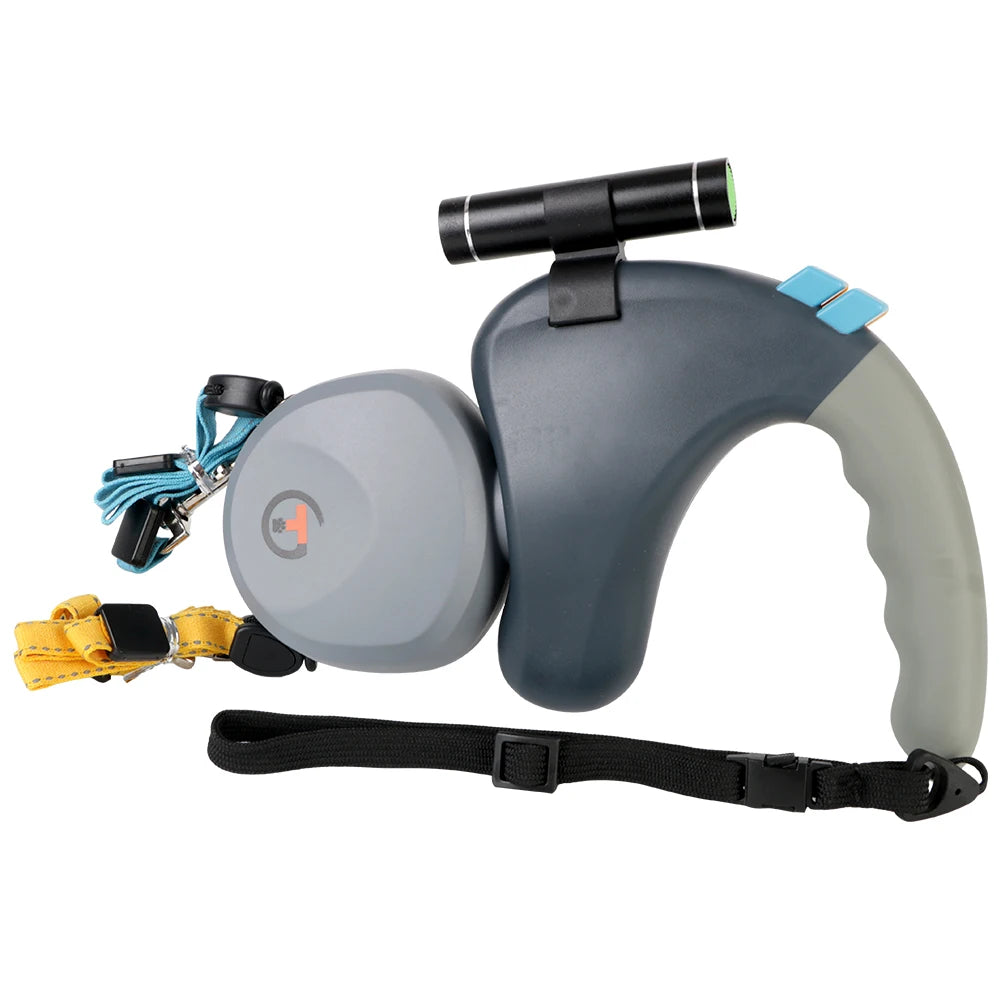 Retractable Double Dog Leash with Light