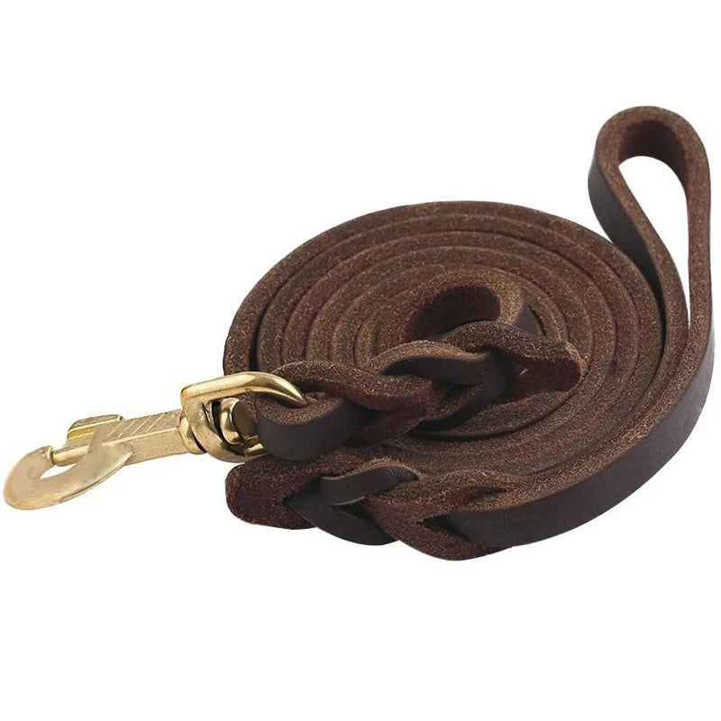 Heavy-Duty Braided Leather Dog Leash