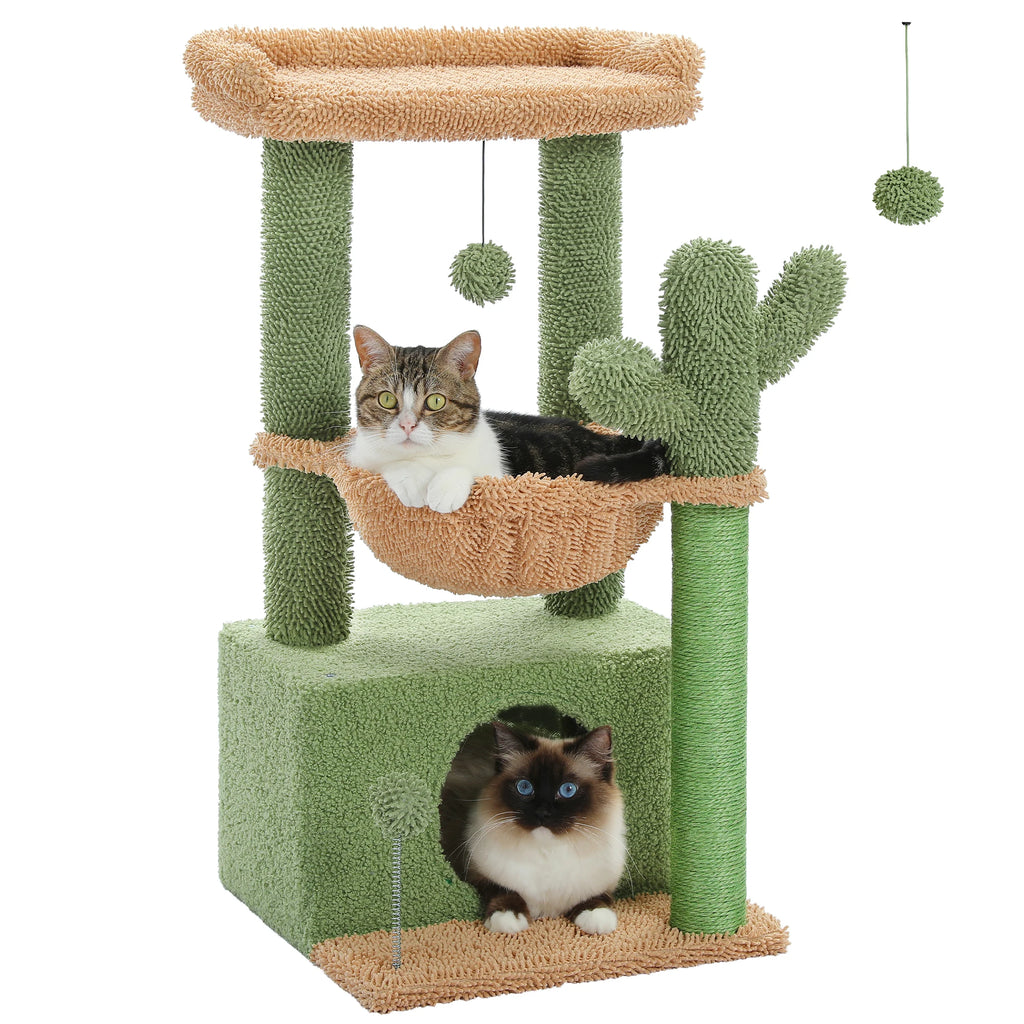 4-in-1 Cat Tree with Condo, Hammock & Scratching Post