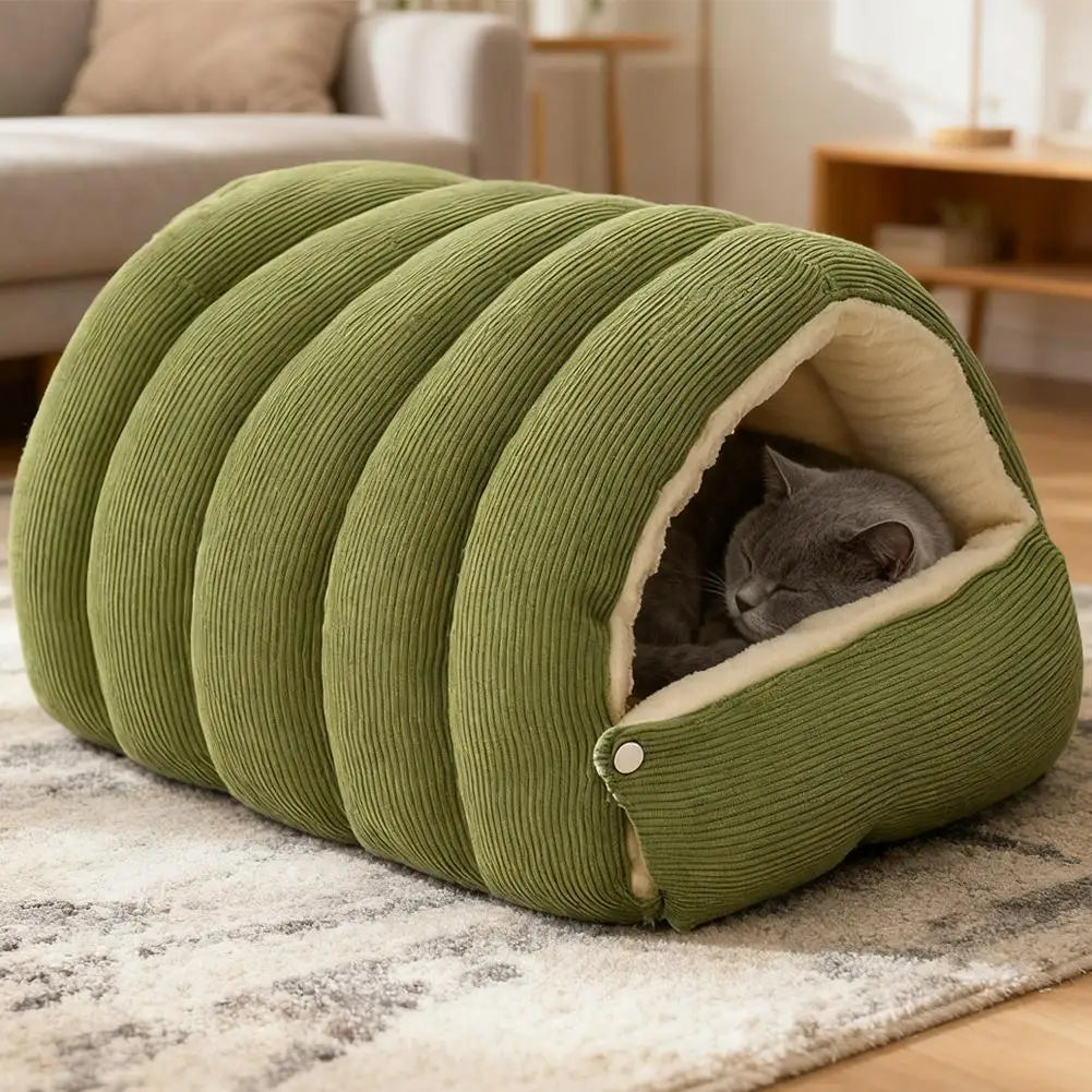 Winter Warm Pet Sleeping Nest – Soft Cave Bed for Cats & Puppies