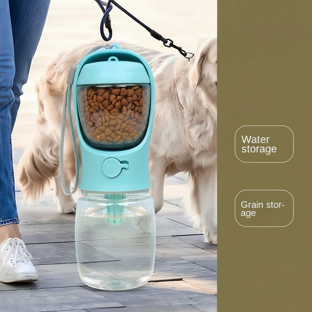 Portable Pet Water Bottle with Food Container