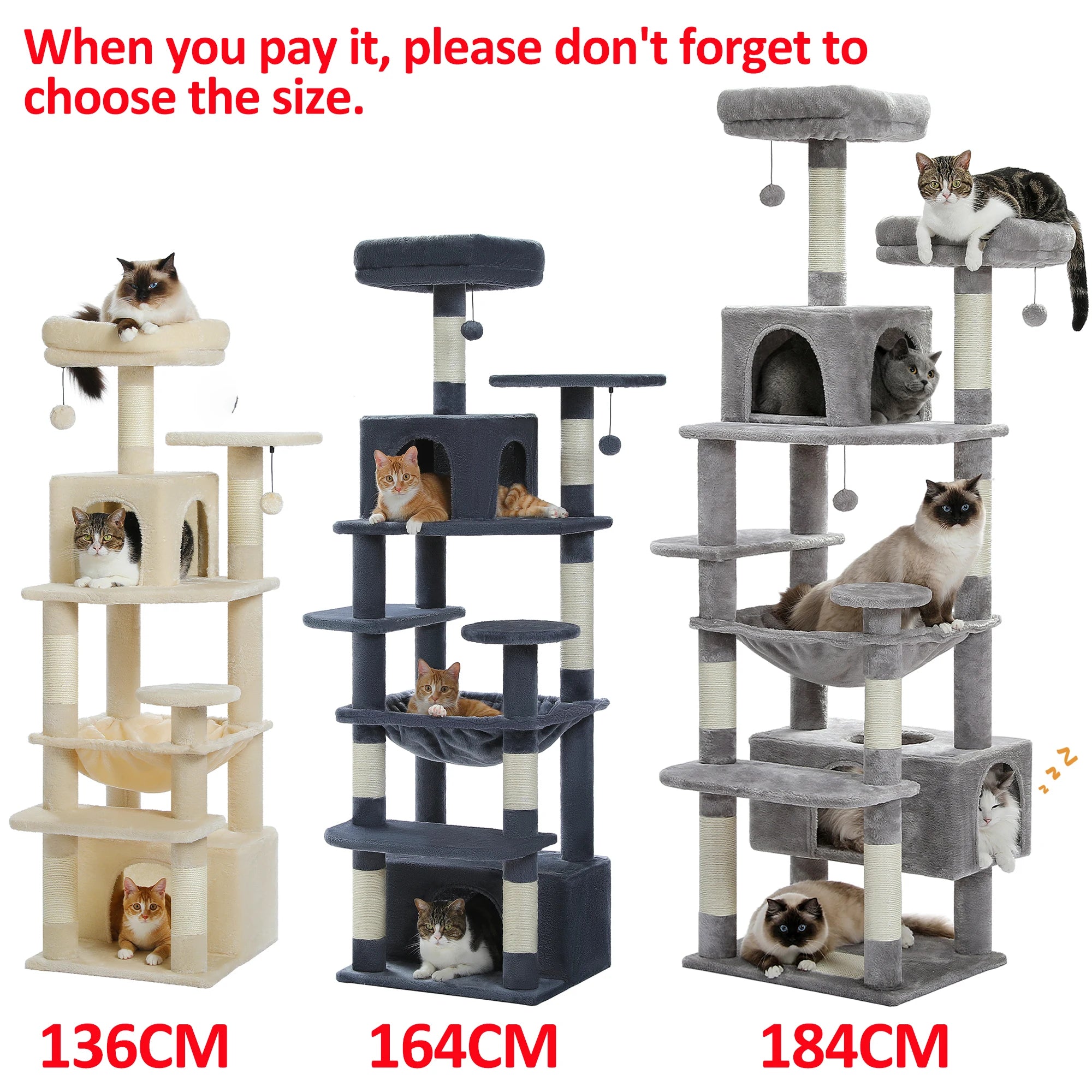 Large Cat Tree for Indoor Cats With Sisal-Covered Scratching Posts