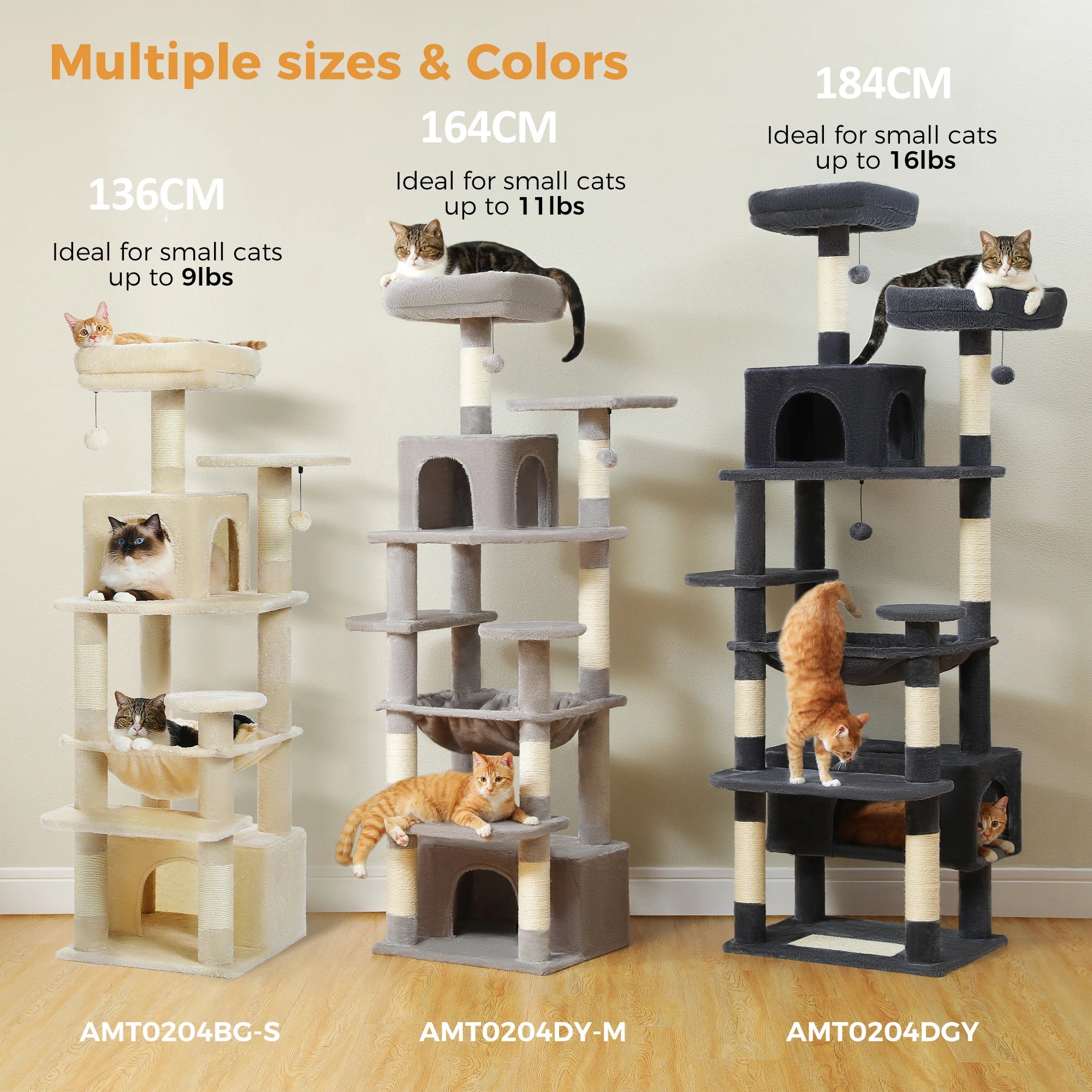 Large Cat Tree for Indoor Cats With Sisal-Covered Scratching Posts