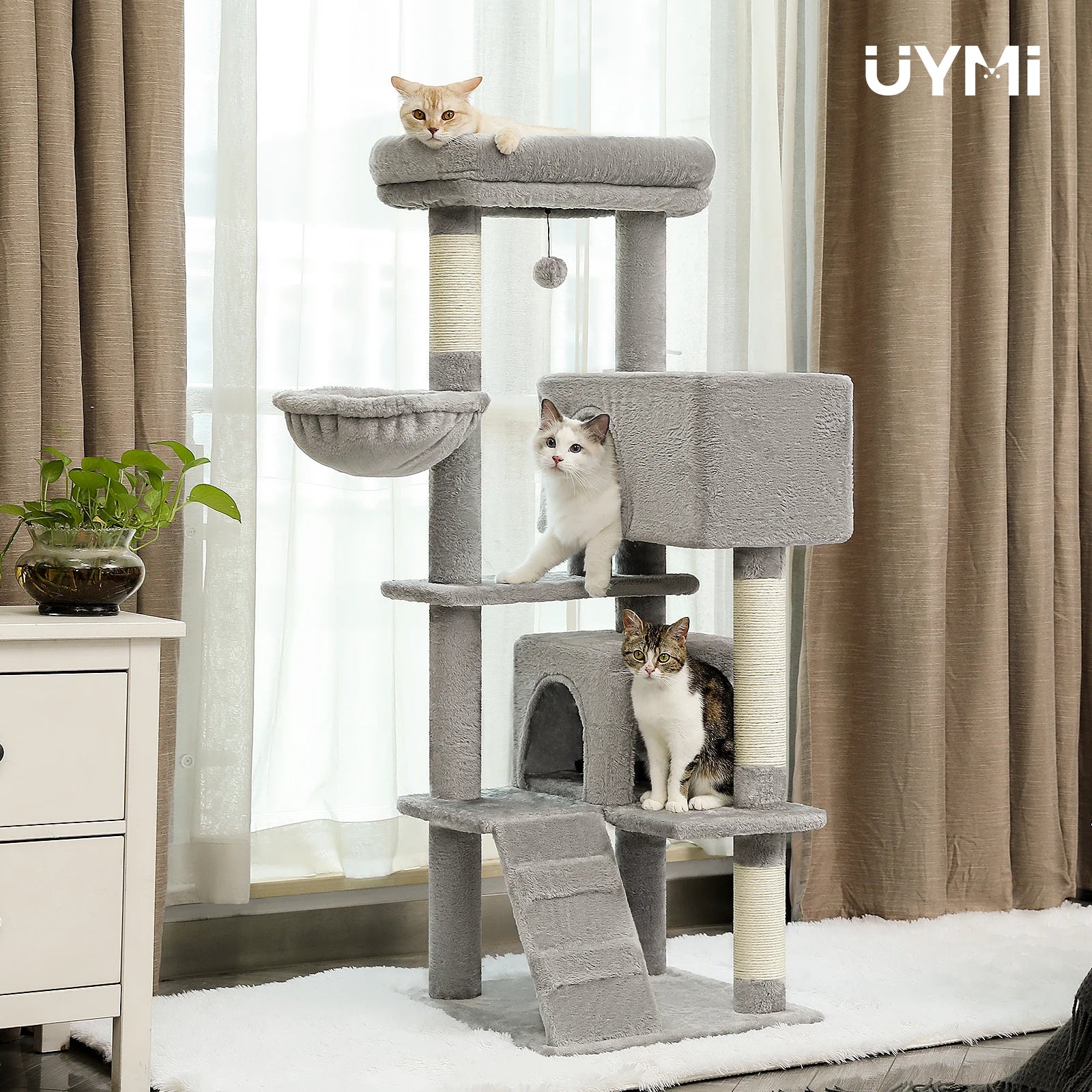 Cat Tree with Spacious Top Perch, Sisal Scratching Post