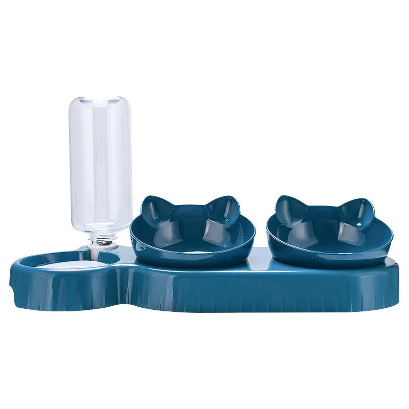 3-in-1 Pet Feeder with Automatic Water Dispenser & Double Bowls
